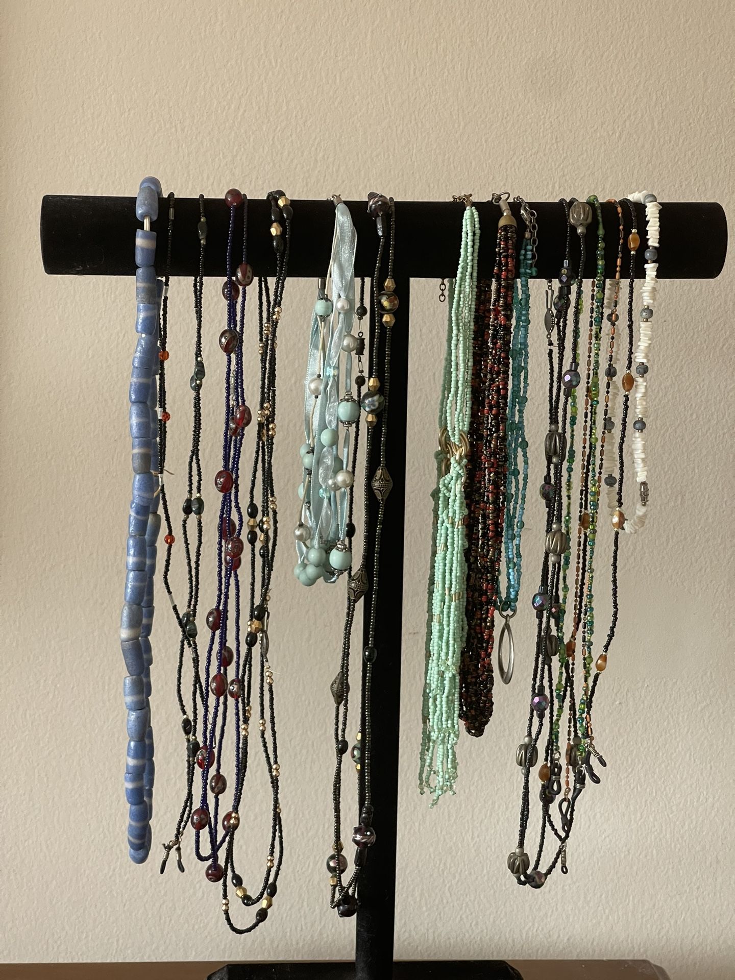 Lot Of Bead Necklaces And Glasses Holders