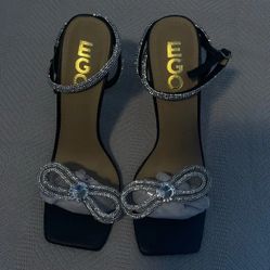 Ego black heels with silver embellishments - SIZE 8