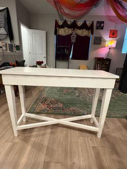 White Wood Console Table with X-Brace