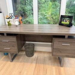 Modern Executive Desk with Drawers & File Cabinet – Contemporary Design