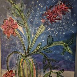 Original Abstract Floral Painting – Dallas Artist Family