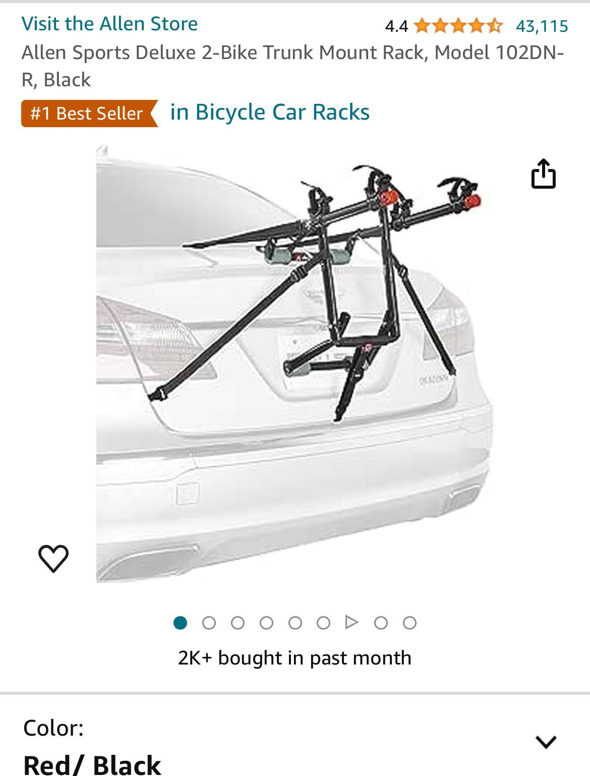 Allen Sports 102DN-R Bike Rack For 2 Bikes 