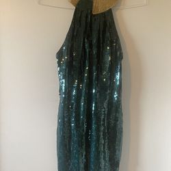 Vintage Green And Gold Sequined Dress