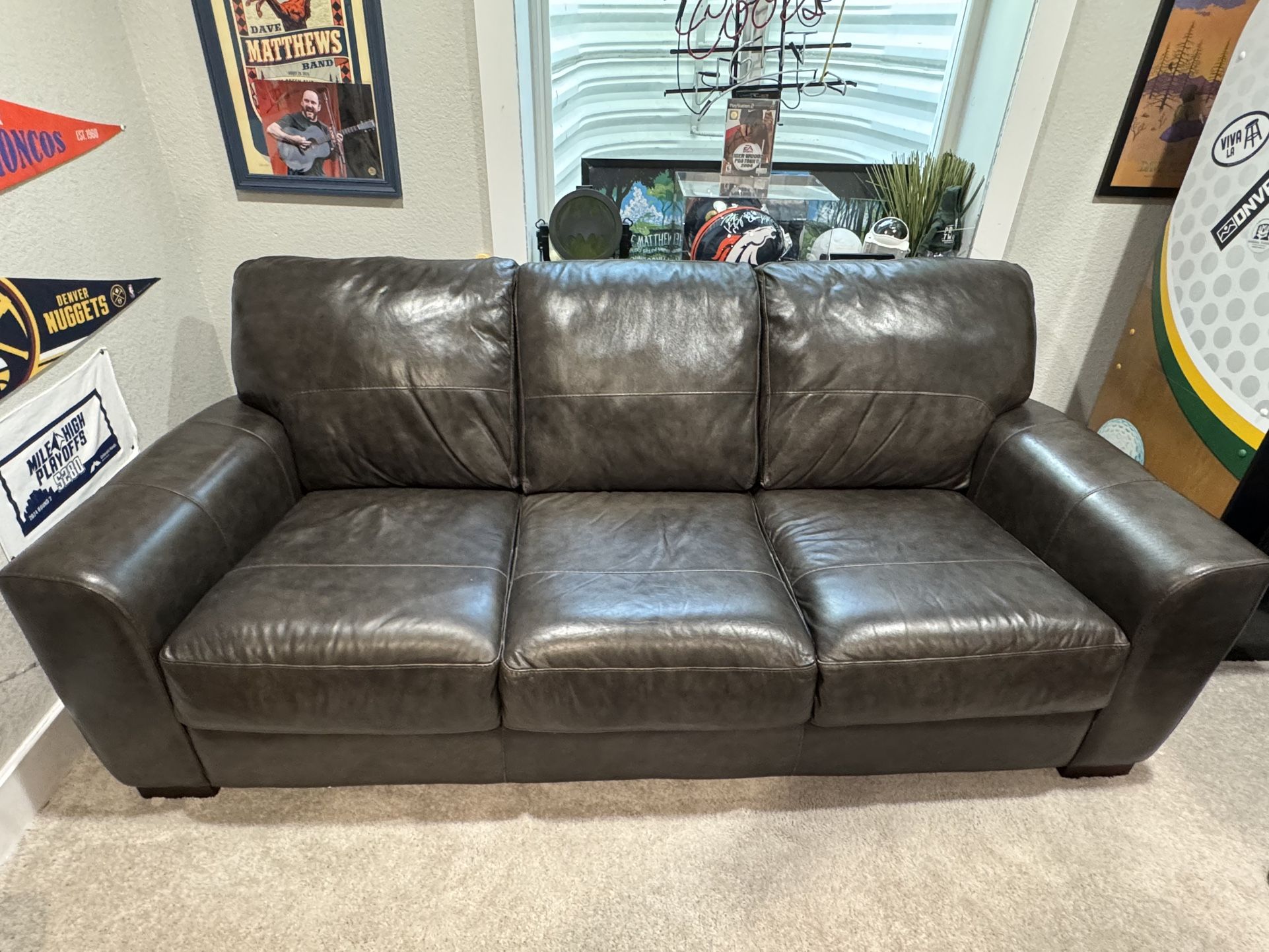 Faux Leather Couch - Very Comfortable 
