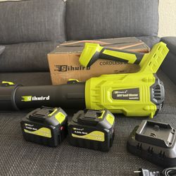 Cordless Leaf Blower, 2 x 21V 6.0Ah Batteries and Charger, with 680 CFM 190 MPH Electric Cordless Leaf Blower, 3 Variable Speeds and Turbo Mode, Blowe