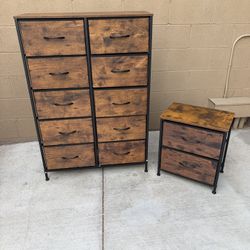 10 DRAWER STORAGE DRESSER AND NIGHTSTAND 