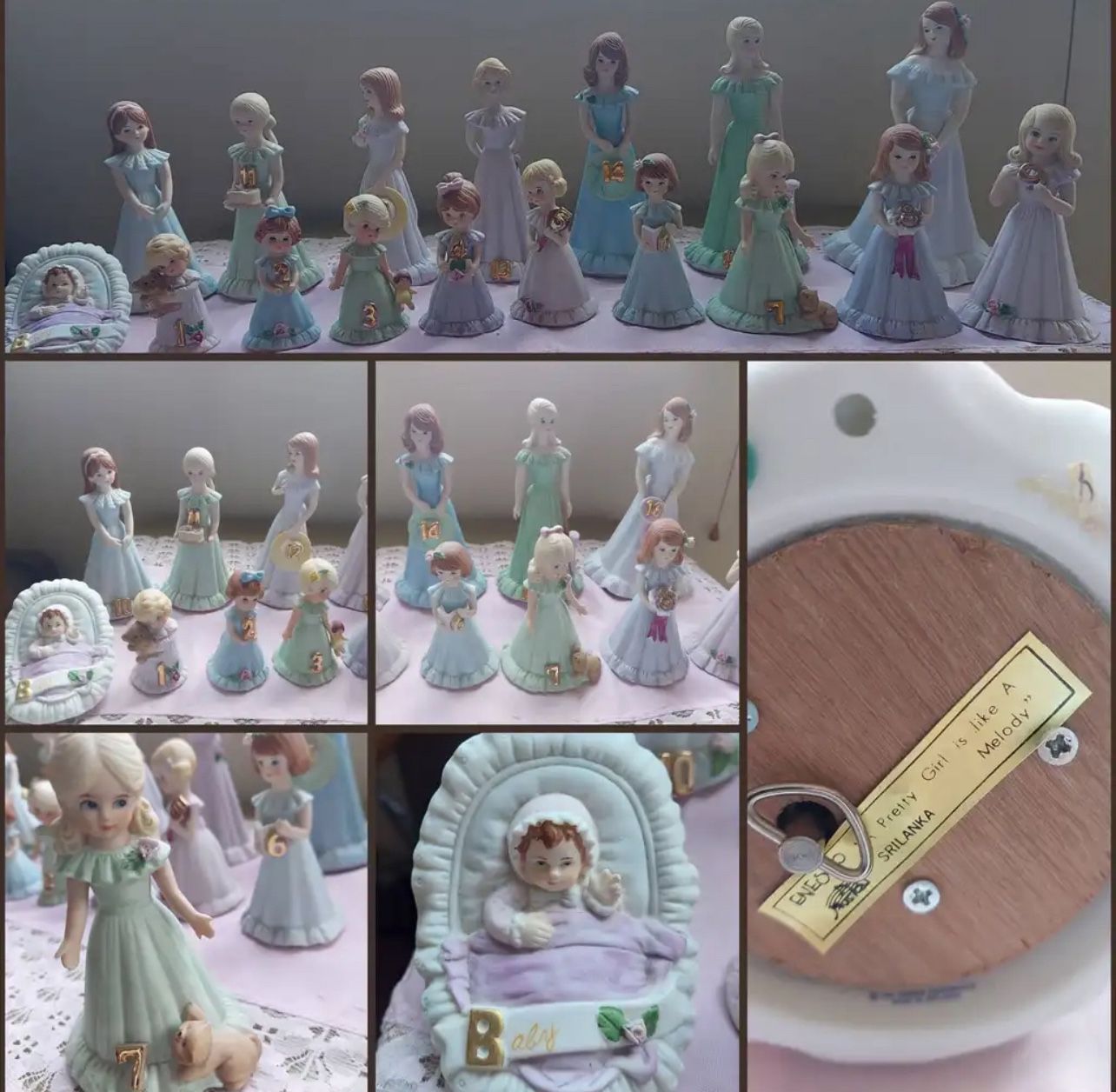 1981 ENESCO Pretty Growing-Up Birthday Girls 0 thru 16 Porcelain Figurines
