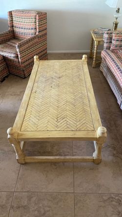 Vintage Herringbone antique solid wood coffee table
