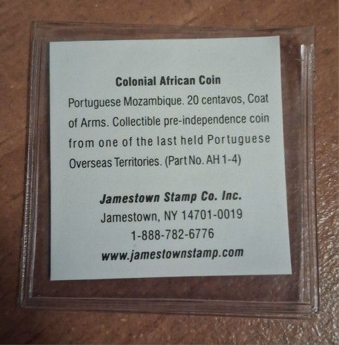 colonnial african coin portuguese mozambique 20 centavos