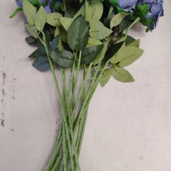 BRWH-B09KL2C88H  18'' Princess Diana Rose Silk Artificial Flower (10 Stems/10 Flower Heads) Wedding Party Home Decorations Fall Winter Colors (Blue)