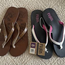 BNWT - Women’s size 8 Flojos & Roxy flip flops