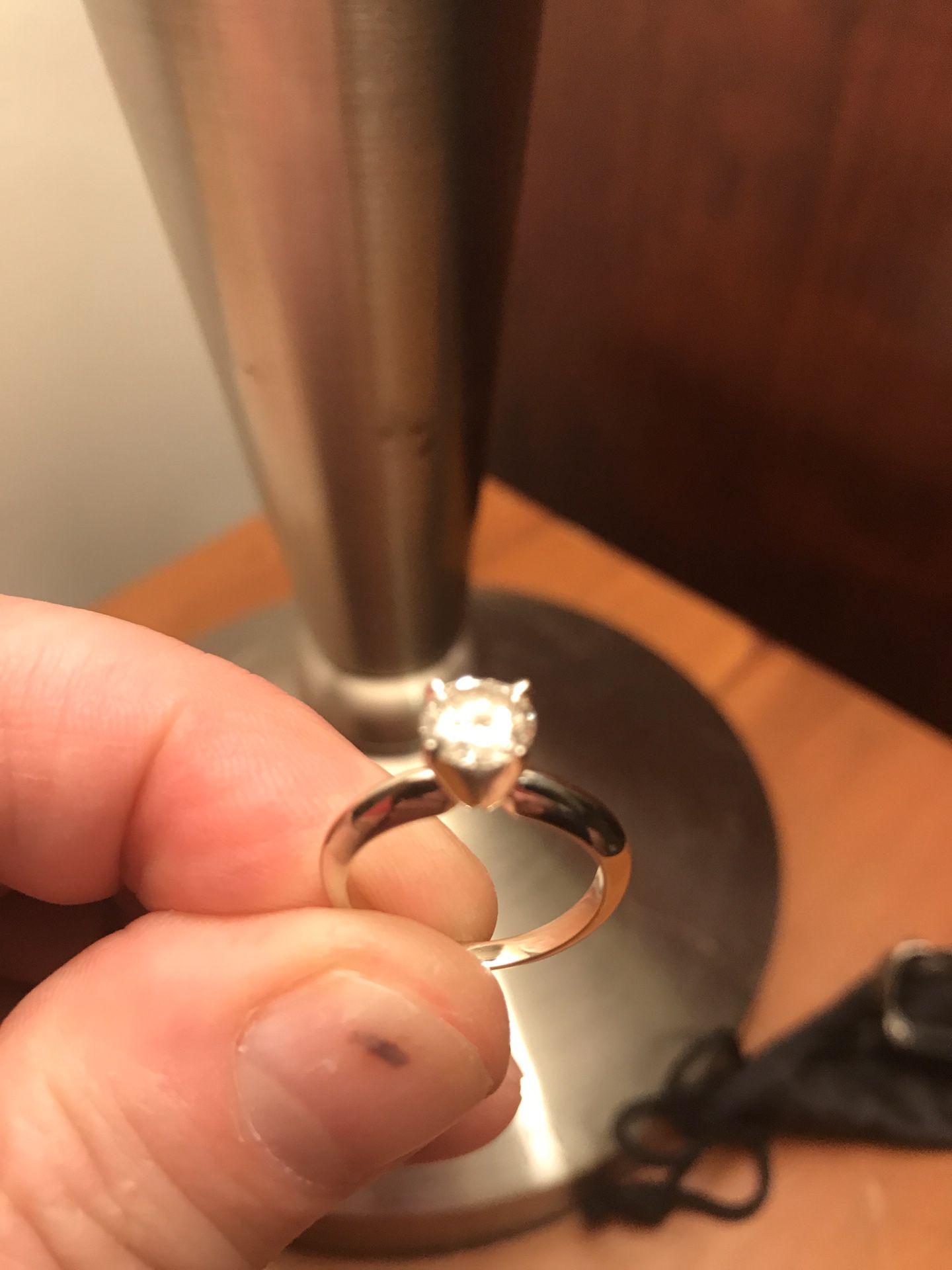 Ladies 14k White Gold Diamond Engagement Ring Tiffany Setting Simple Elegant