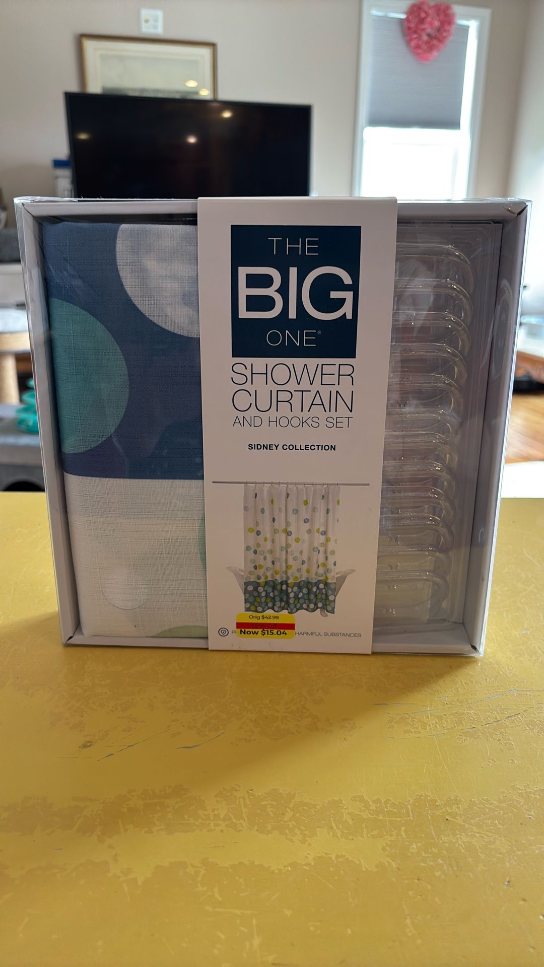 Fabric Shower Curtain And Hooks Set