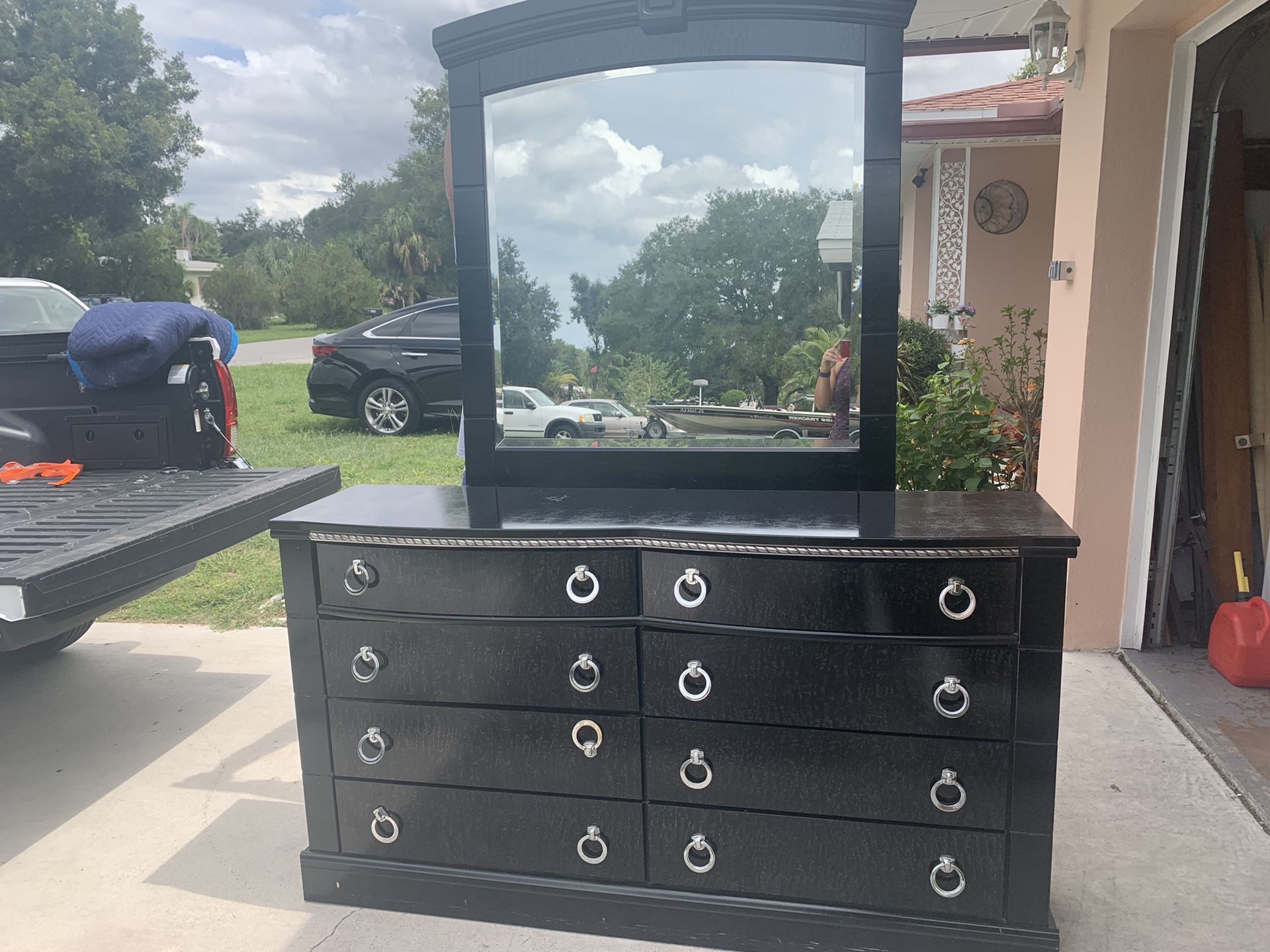 Long dresser with mirror