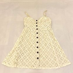 Three Pink Hearts Trixxi Beige Crochet Mini Dress Size XS