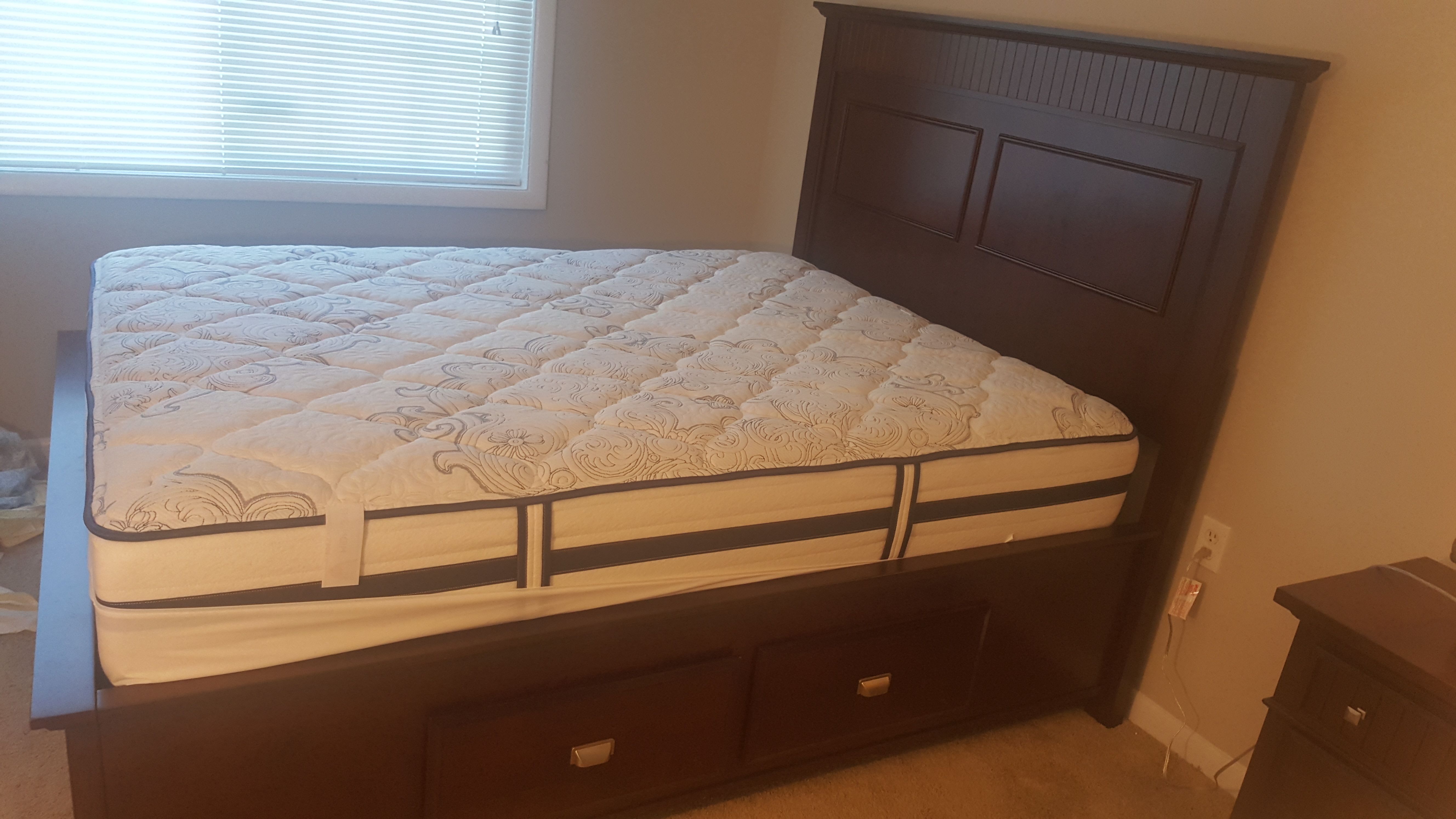 Queen bed with Mattress and side table
