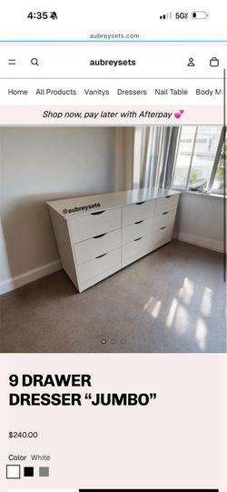 White 9 drawer dresser