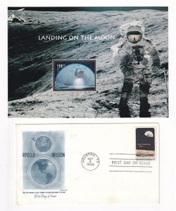 1969 USPS Apollo 8 FDC & 2000 "Landing on the Moon" Holographic Stamp Page