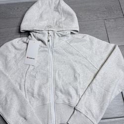Light Gray Lululemon Cropped Full-Zip Hoodie- XL