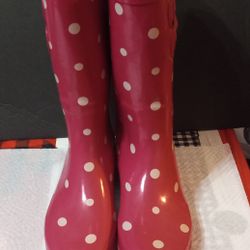 Pink And White Size 8 Women's  Rain Boots