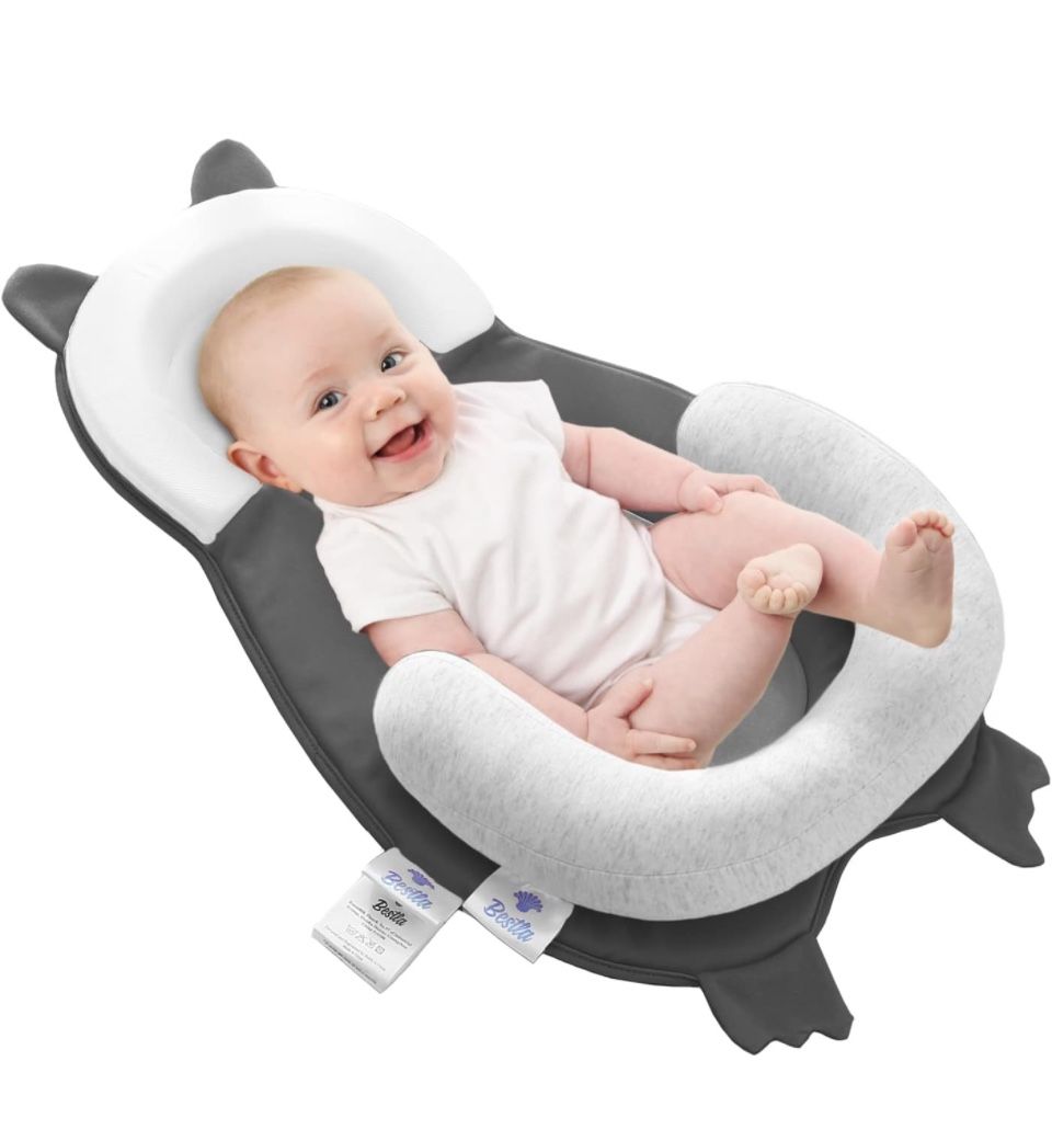 BESTLA Infants Pillow Baby Head Support Newborn Lounger Cute Bear Design Nest with Soft Cotton Fabric Certified Safe for Babies Portable Baby Snuggle