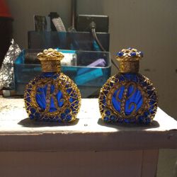 Antique Cobalt Bohemia Czech Perfume Bottles
