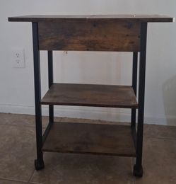 Rustic End Table / Rolling Cart with Flip-Top Storage & Built-In Charging Station
​ $25