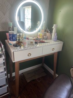 Vanity with chair.