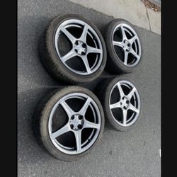 4 — 205/45r17 4x100 4x3.94 Stock Racinghart Miata Scion Xa Xb Honda Civic Fit Ia Corolla Echo Wheels Rims Good 90% Treads Tires!!