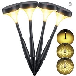 Solar Pathway Lights, Warm White LED Solar Garden Lights, IP67 Waterproof Solar Landscape Lights Outdoor, Bright Solar Path Lights for Walkway Yard Dr