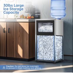 Ice Machine Commercial Ice Maker Machine, 150 Lbs /24H, 30 lbs Bin, Under Counter Built-in or Freestanding, Stainless Steel Household Use, Restaurant 