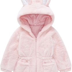 Baby Girls Winter Autumn Warm Fleece Coat Kids Faux Fur Jacket with Hood outwear