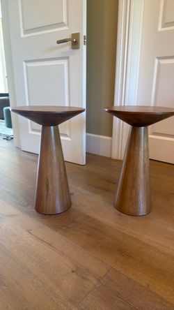 Pair of Walnut Pedestal Side Tables