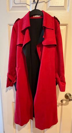 red suede trench coat