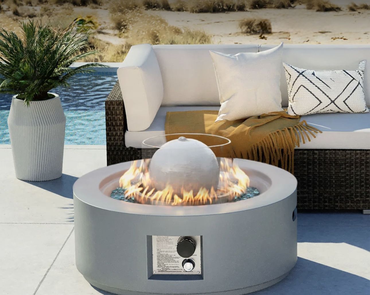 Propane Fire Pit & Water Fountain $250