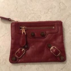 Balenciaga Paris Motocross red wine leather wallet coin purse 