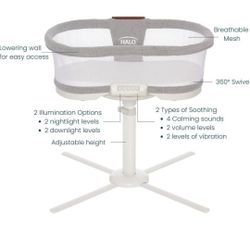 HALO Bassinet Swivel Sleeper 360 Baby Bedside Bassinet w Sound & Vibration