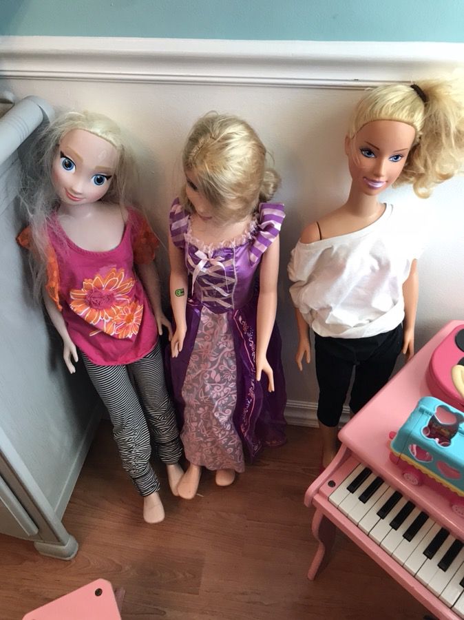 4 foot tall dolls Barbie Elsa and Rapunzel