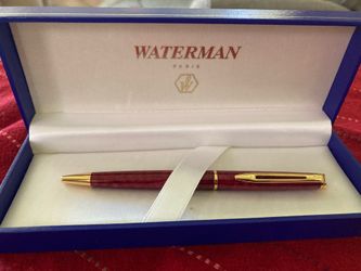 Waterman Hemisphere Marble Red Metal Ball Point Pen France Made