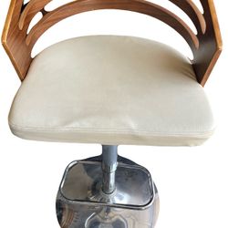 🌟 Set of 4 Adjustable Bar Stools – Modern Wood & Chrome Design 🌟