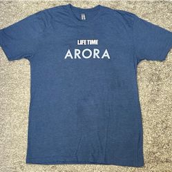 Next Level Apparel Women’s L Blue Crew Neck Graphic Logo Short Sleeve T-Shirt