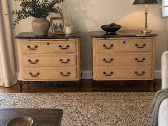 Pair of American Drew Dressers - Real granite tops & iron legs