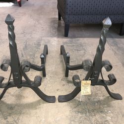 Wrought Iron Fireplace Andirons Bronze Finish