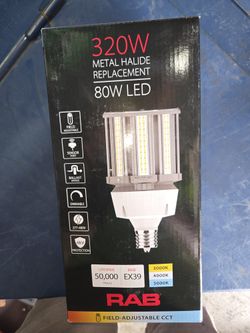 RAB Super Bright LED 480v Corn Cob 11,200 Lumens. Color Select