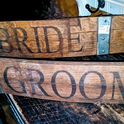 Horizontal Bride And Groom Whiskey Signs