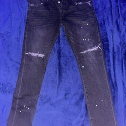 Black Purple Jeans Size 36 Slim Fit