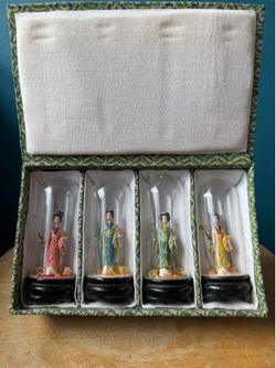Vintage Chinese Ladies Flour Dough Figurines Set of 4