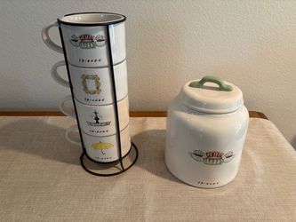 Friends Central Perk Coffee Canister & Coffee and Tea Mug Set Bundle