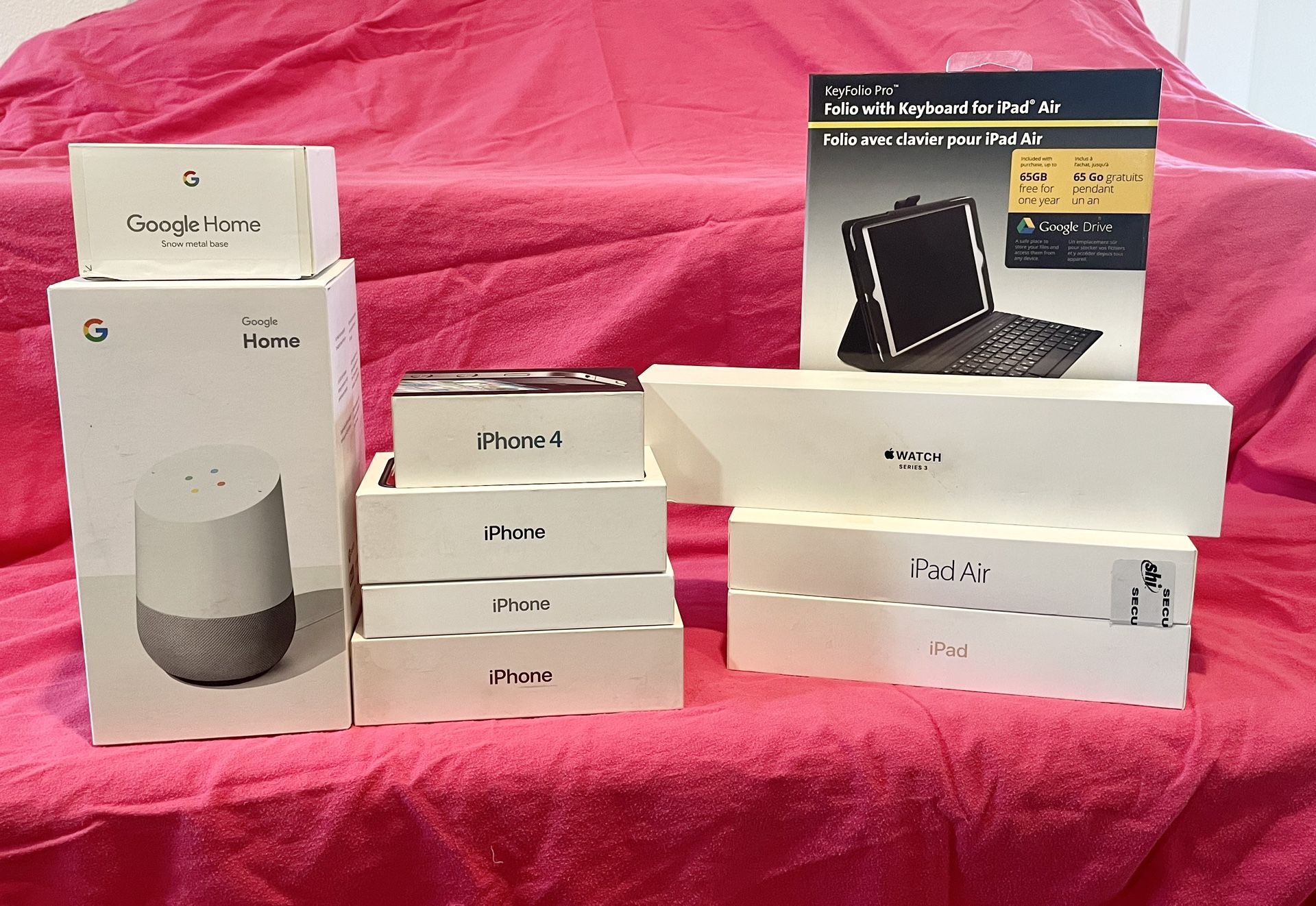 iPhone, iPad, I watch, Google Home Empty Boxes