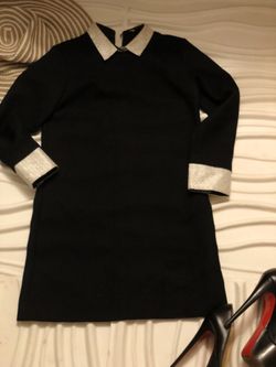 Gorgeous Black dress with lurex detail on collar and cuffs, Size 1 $120